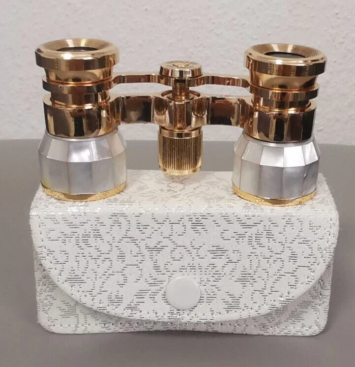 Opernglas Opera Glass Iveco-Lux 2.5 X  Coated in Gold Perlmutt mit OVP Vintage - Bild 2 von 4