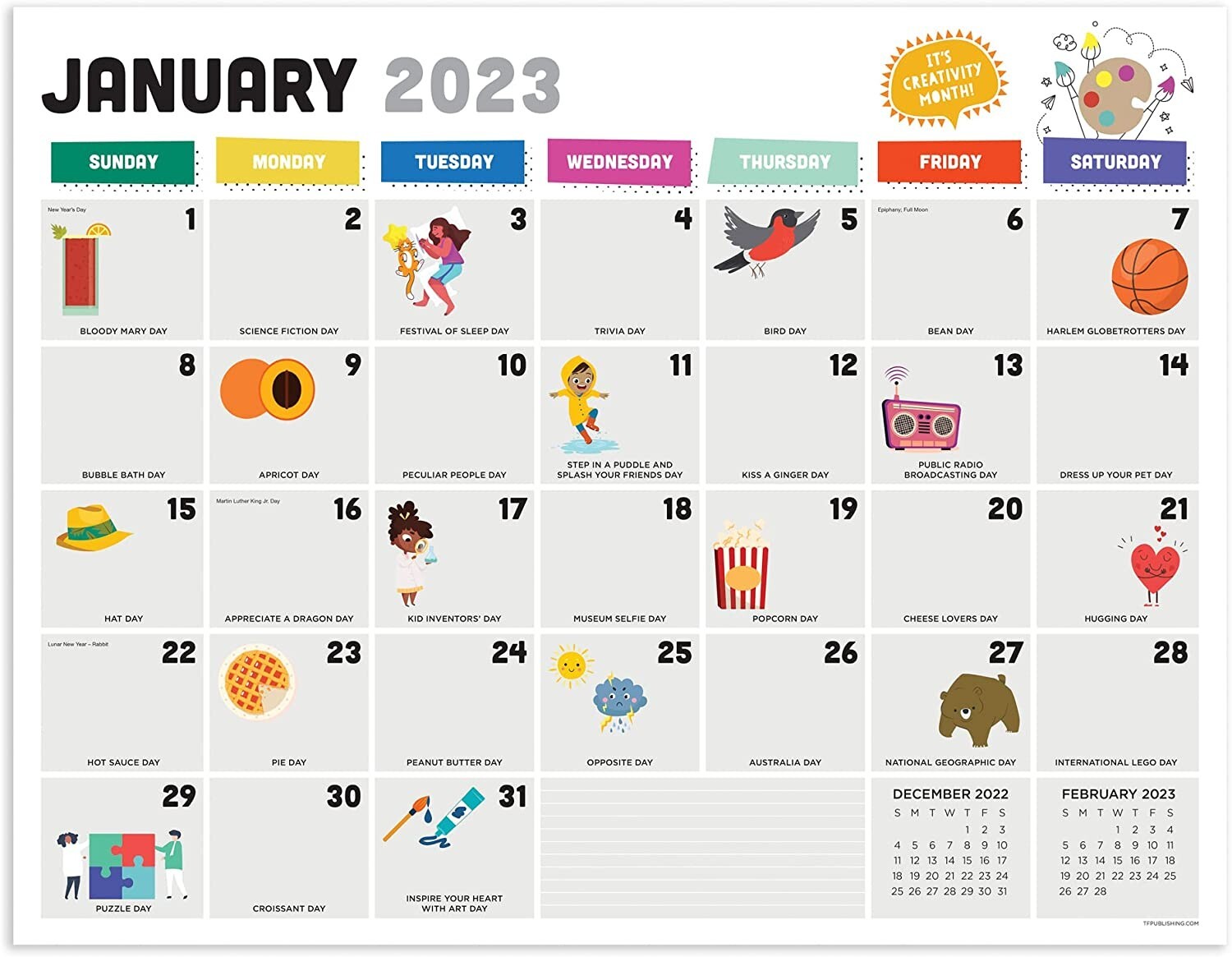 TF PUBLISHING Every Day's A Holiday Desktop Calendar 2023 | Desk Pad  Blotter | eBay