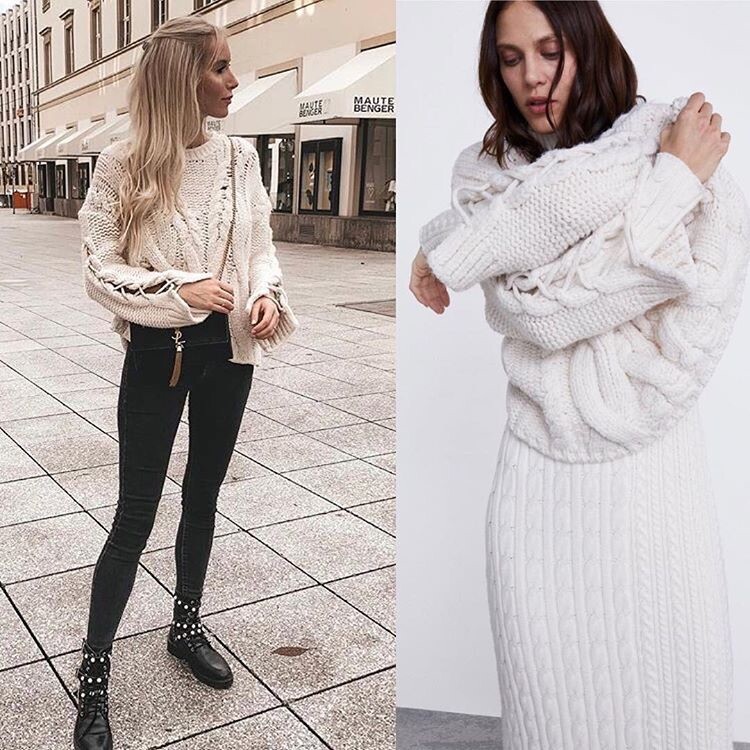 Zara Women AW18 Braided Cable Knit Sweater Sz M 5802/109 | eBay