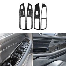 6Pcs For Ford Edge 2015-19 Carbon Fiber Interior Window Lift Switch Panel Cover