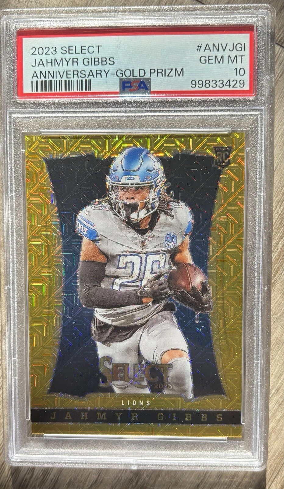 Jahmyr Gibbs Panini Select Select Anniversary #ANVJGI Gold Prizm