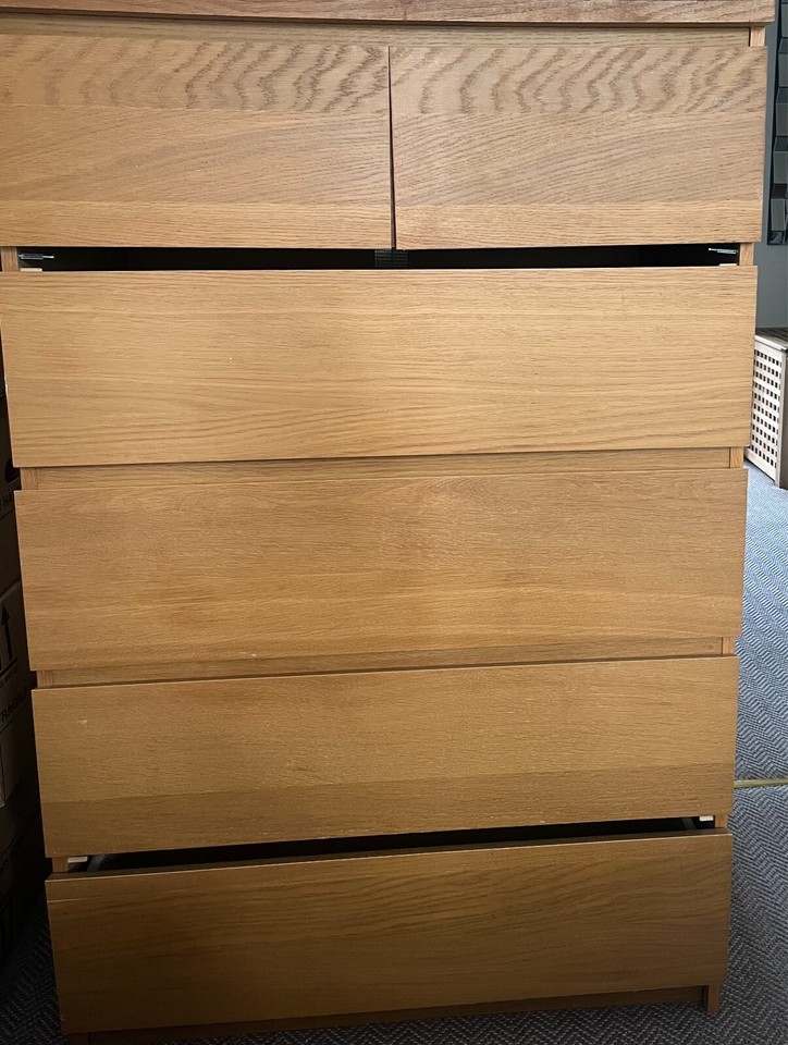 IKEA Malm chest of 6 drawers Oak (Used in great condition) eBay