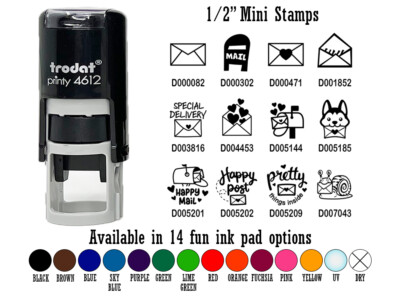 Happy Mail Letter Envelope Business 1/2'' Self-Inking Rubber Stamp Ink Stamper