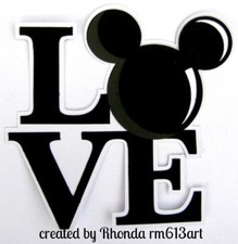 LOVE MICKEY BLOCK title paper piecing Premade Scrapbook Pages albums by Rhonda