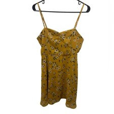 Lulu's Daisies Go By Mustard Yellow Floral Midi Dress Size Medium