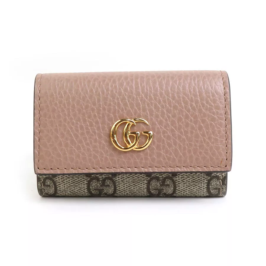 Authentique étui à clés GUCCI GG Marmont rose/marron PGG Supreme toile/cuir   h30848f