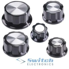 RN-99 Aluminium Inlay 6.4mm Potentiometer Control Knobs 19.5mm to 45mm