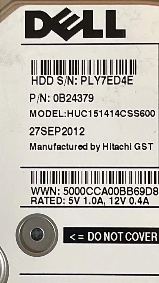 Dell W330K (LOT OF 5) 146GB 2.5" SAS 15K 6Gb/s - 0B24379 - HUC151414CSS600 - Image 4 of 4