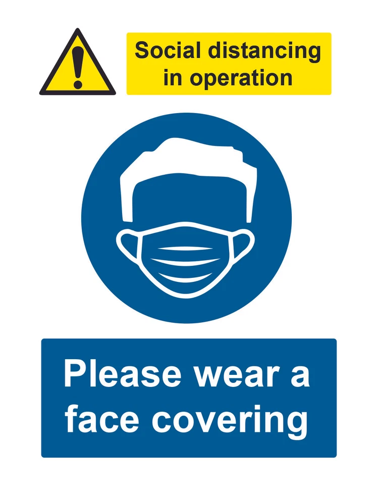 KS PRINT PLEASE WEAR A FACE COVERING SIGN - sticker/plastic vinyl with laminate MASK