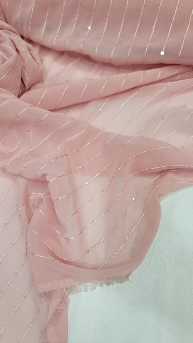 Chiffon Fabric Blush Pink, by the yard