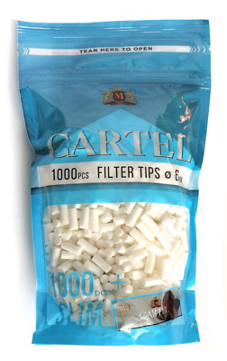 Cartel Cigarette filters slim 6mm x 1000 filters + 1 extra booklet