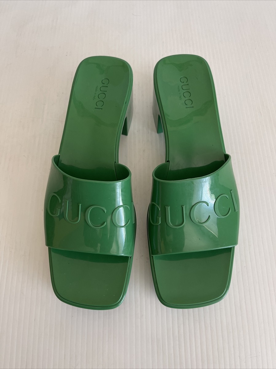 【GUCCI】SLIDE SANDALS NEW Gucci Rubber Logo Platform 20/60mm Slide Sandals