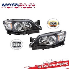 For 2008 2009-2011 Subaru Impreza Left+Right Halogen Headlights Headlamp Black