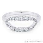 0.13 ct Round Diamond Open-Oval Band Right-Hand Statement Ring in 14k White Gold