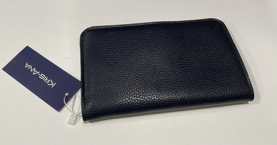 Bolso sin asas Kris-Ana azul marino de cuero granulado con billetera plana desmontable nuevo Foto 2 de 4