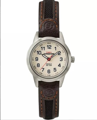 Timex Expedition Field Watch T41181 Black/Brown Nylon/Leather Strap New