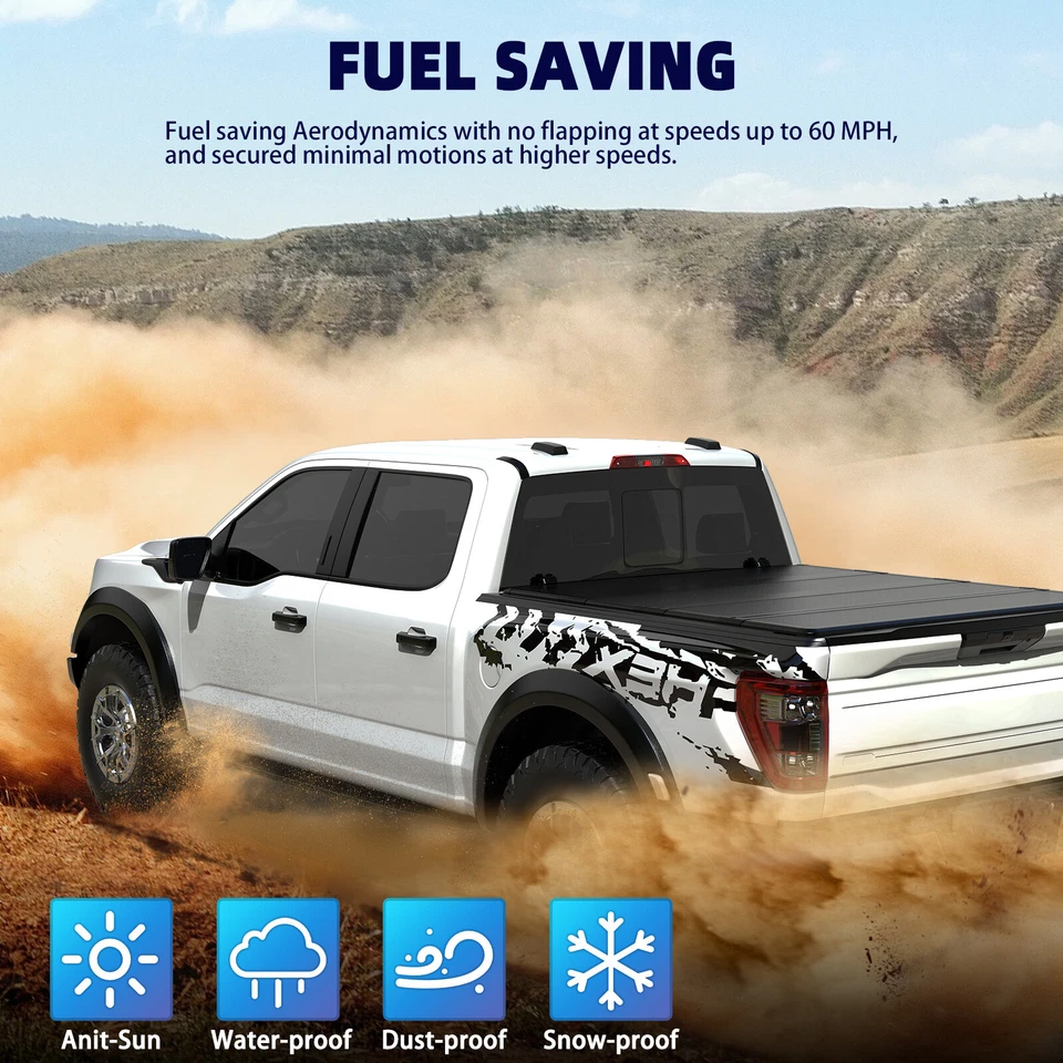 6.5FT FRP Hard Tonneau Cover Quad-Fold For 2000-2006 Toyota Tundra Truck Bed Foto 3 de 4