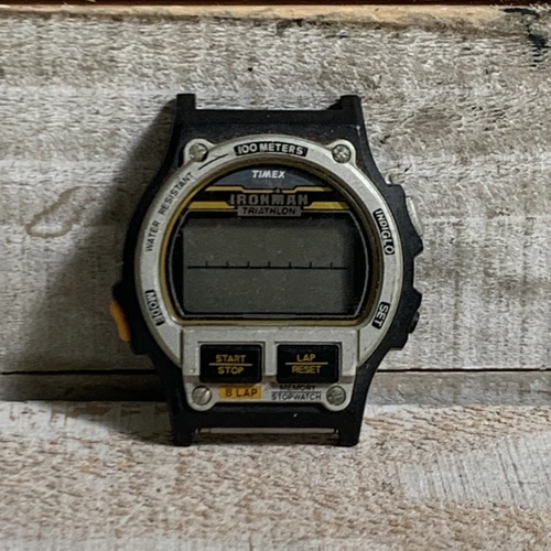 Vintage 1994 Mens Timex Ironman Triathlon 8 Lap Watch Indiglo 41mm Need Battery