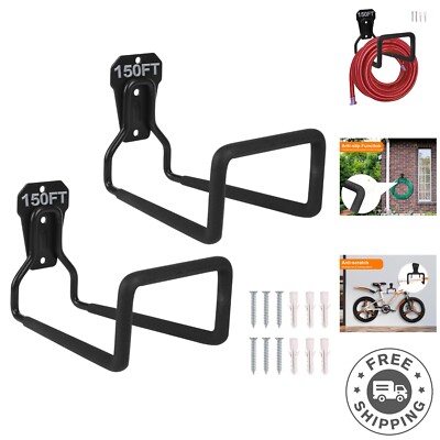 2pcs Heavy-Duty Wall-Mounted Hose Holders - Sturdy Iron Garden Organizers
