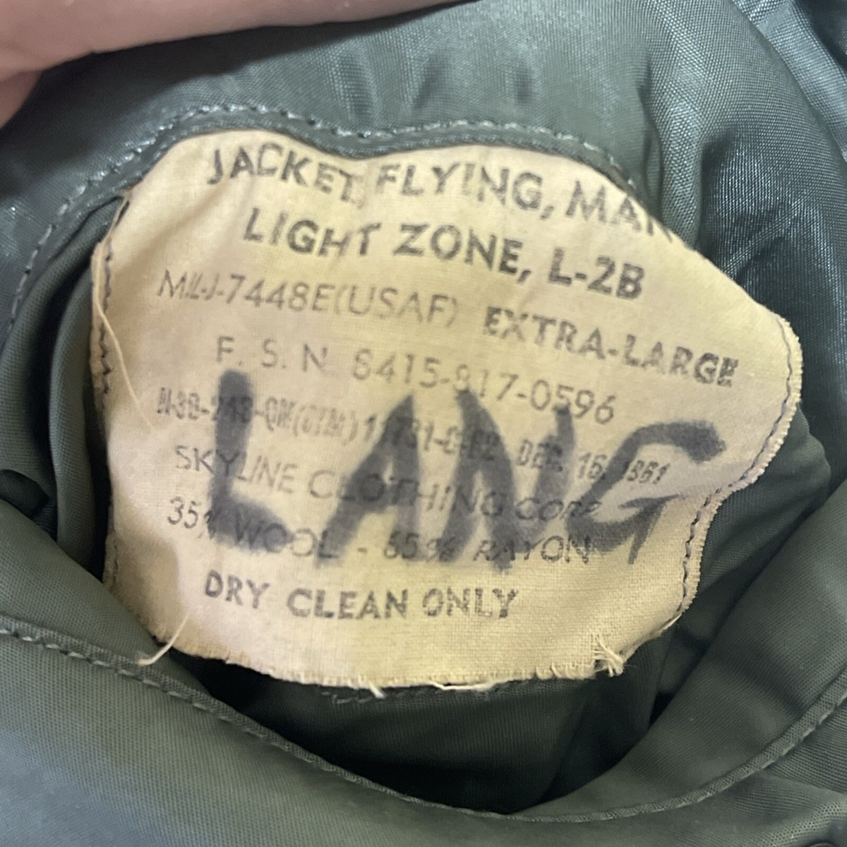 VIETNAM WAR USAF L-2B LIGHT ZONE FLYING Flight JACKET Date VIETNAM WAR USAF L-2B LIGHT ZONE FLYING Flight JACKET Date