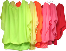 Damen Oberteil Bluse Oversize Größe 42 44 46  Chiffon Tunika Blusenshirt  #12