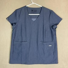 Figs Top Womens Medium Gray Cusco Scrub Top Medical Adult V-Neck