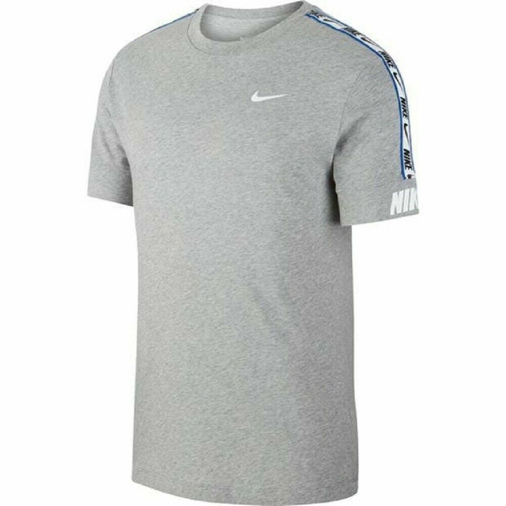 Mens Nike T Shirt Repeat Crew Neck Cotton Tape Sleeve Retro