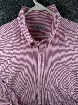 Brooks Brothers Adult Long Sleeve Button Up Shirt Striped Pink White 17.5 36 - Image 1 of 4