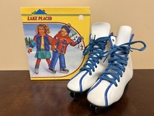 VTG Lake Placid Double Runner Skates Girls Size 13 Model 550 White Blue Lace
