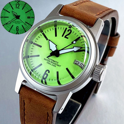Tandorio 36mm NH35 Men Watch Summer Green Dial Brushed Case Domed Sapphire Glass