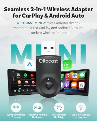  Mini 2025 2-in-1 Wireless CarPlay/Android Auto Adapter, 5GHz WiFi, Auto 
