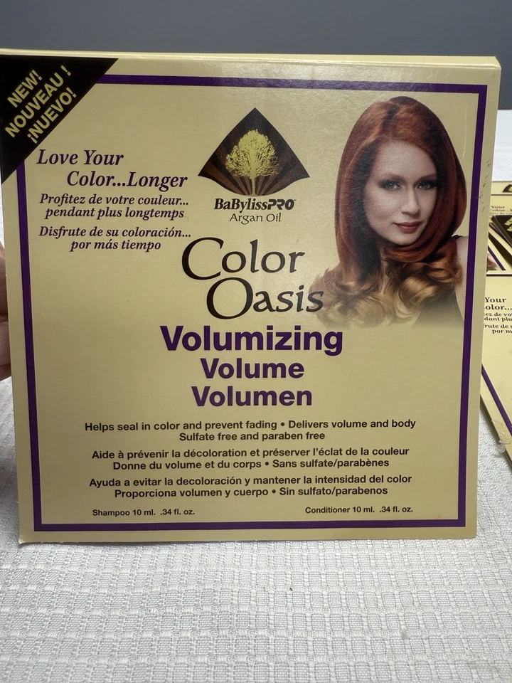 Lote 11 BaByliss Pro Color Oasis Champú Voluminizador Acondicionador Prueba Viaje 10 ml Foto 2 de 4
