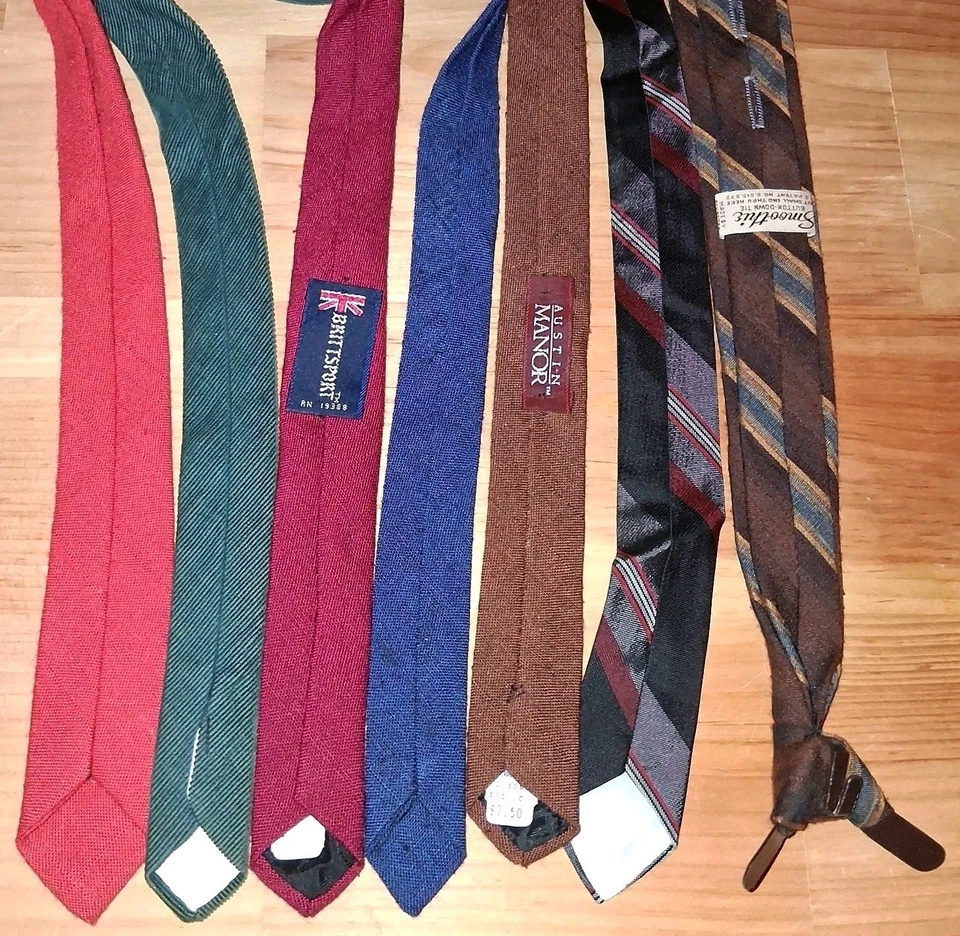 LOTE 7x Corbata Vintage Rayas DE COLECCIÓN SKINNY Clip On Brittsport Años 50 Rockabilly Lino Foto 4 de 4