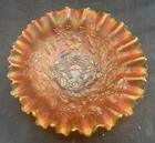 VINTAGE CARNIVAL NORTHWOOD MARIGOLD GOOD LUCK PCE BOWL  “AWESOME IRIDESCENCE”