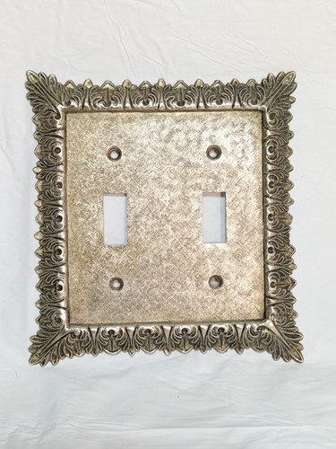 Vintage M.C. Co. 3026 Double Toggle Switch Plate Metal Art Deco Wall Cover