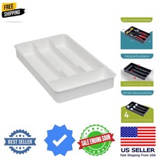 Small Utensil Silverware Kitchen Drawer Organizer, White
