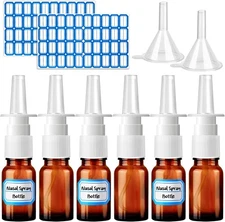 10 Pcs Nasal Spray Bottle, 10ML/0.35OZ 6 Refillable Fine Mist Brown 10Pcs 