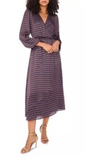 NWT Vince Camuto Women's Printed Surplice Asymmetrical-Hem Dress Size M