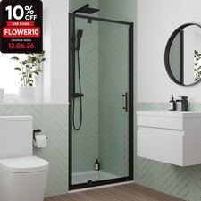 Avox Pivot Shower Door 900mm - 6mm Black