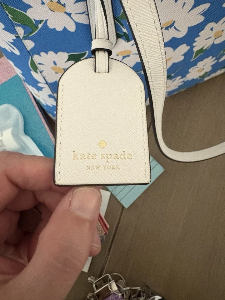 Kate Spade Schuyler Printed Floral Tote Bag Purse Tide Pool Blue White Flower - Image 3 of 4