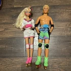 Vintage Barbie & Ken Roller Skating Dolls 1990s Neon Outfits Skates Lot