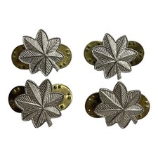 Lot Of 4 WWII US Army Military Lt Colonel Rank Pin Silver Tone Oak Leaf