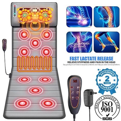 Full Body Electric Massage Mat w/Heat Vibration Massage Pad Cushion Back Massage