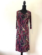 Sacha Drake Size 10 Dress 3/4 Sleeves Geometric Pattern Cowl Neckline Designer