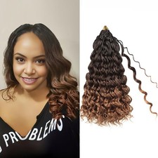 14 Inch 8 Packs Pre Looped Ocean Wave Crochet Hair Boho Ocean Deep Water Wave Be