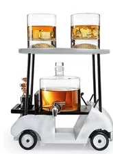 The Wine Savant Glass Golf Decanter and Whiskey Glasses Set