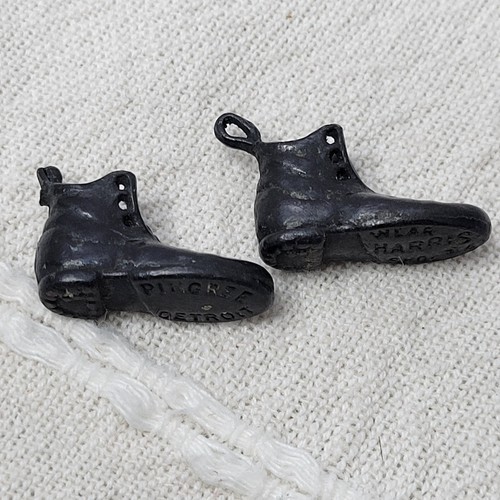 Antique Miniature Shoes Pingree Detroit & Harris Advert Charm Pocket Watch Fob