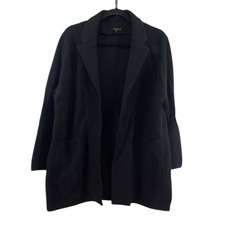 Quince Women Organic Cotton Knit Blazer Cocoon Coat Black Outerwear L