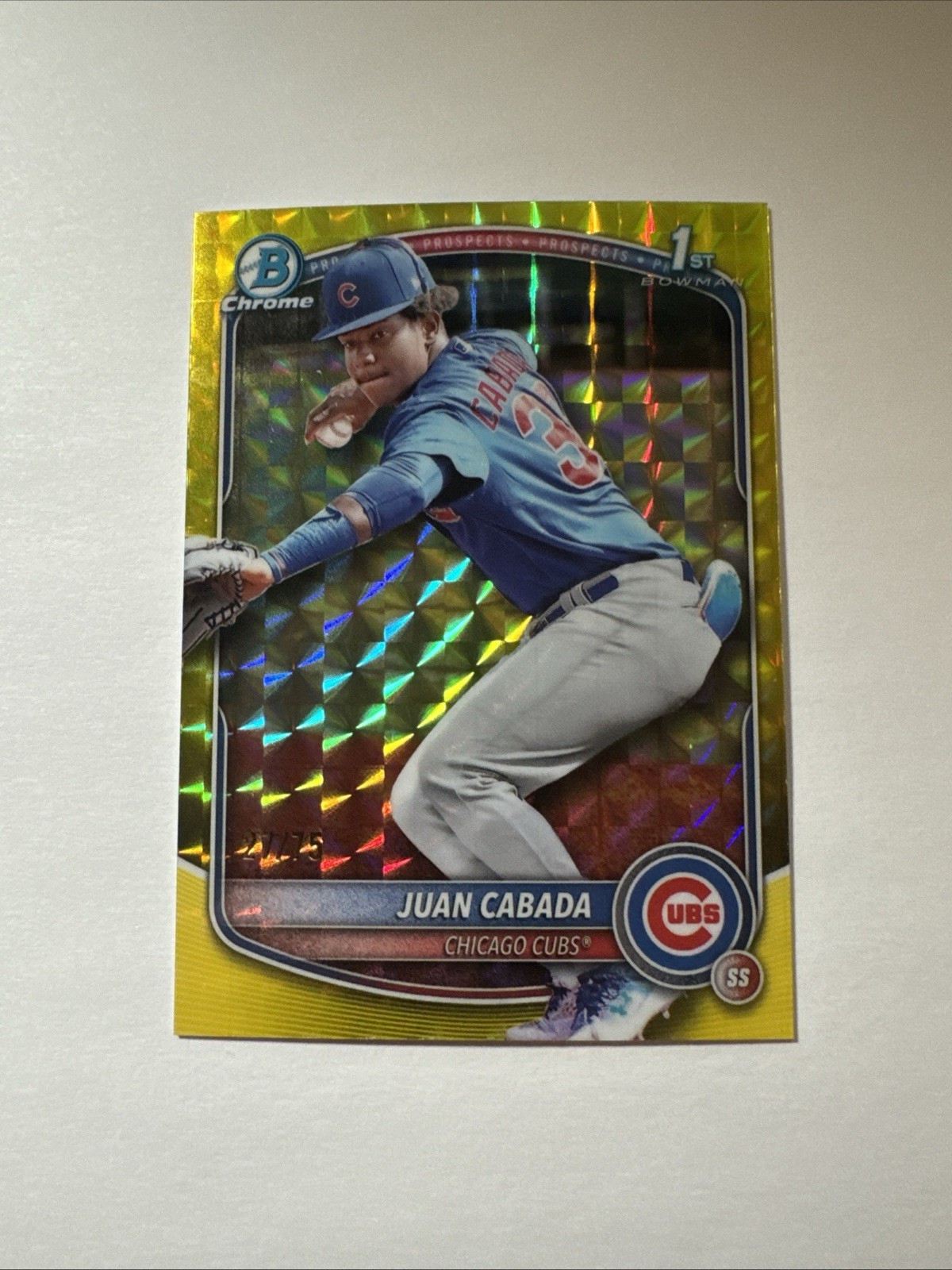 2025 Bowman Chrome - Prospects Juan Cabada #BCP-207 Yellow Geo Refractor 27/75