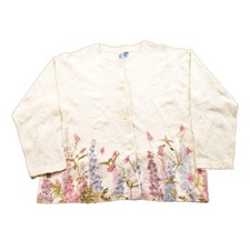 Vintage 1990s Floral Theme Thermal Button Up Sweater Men's Medium